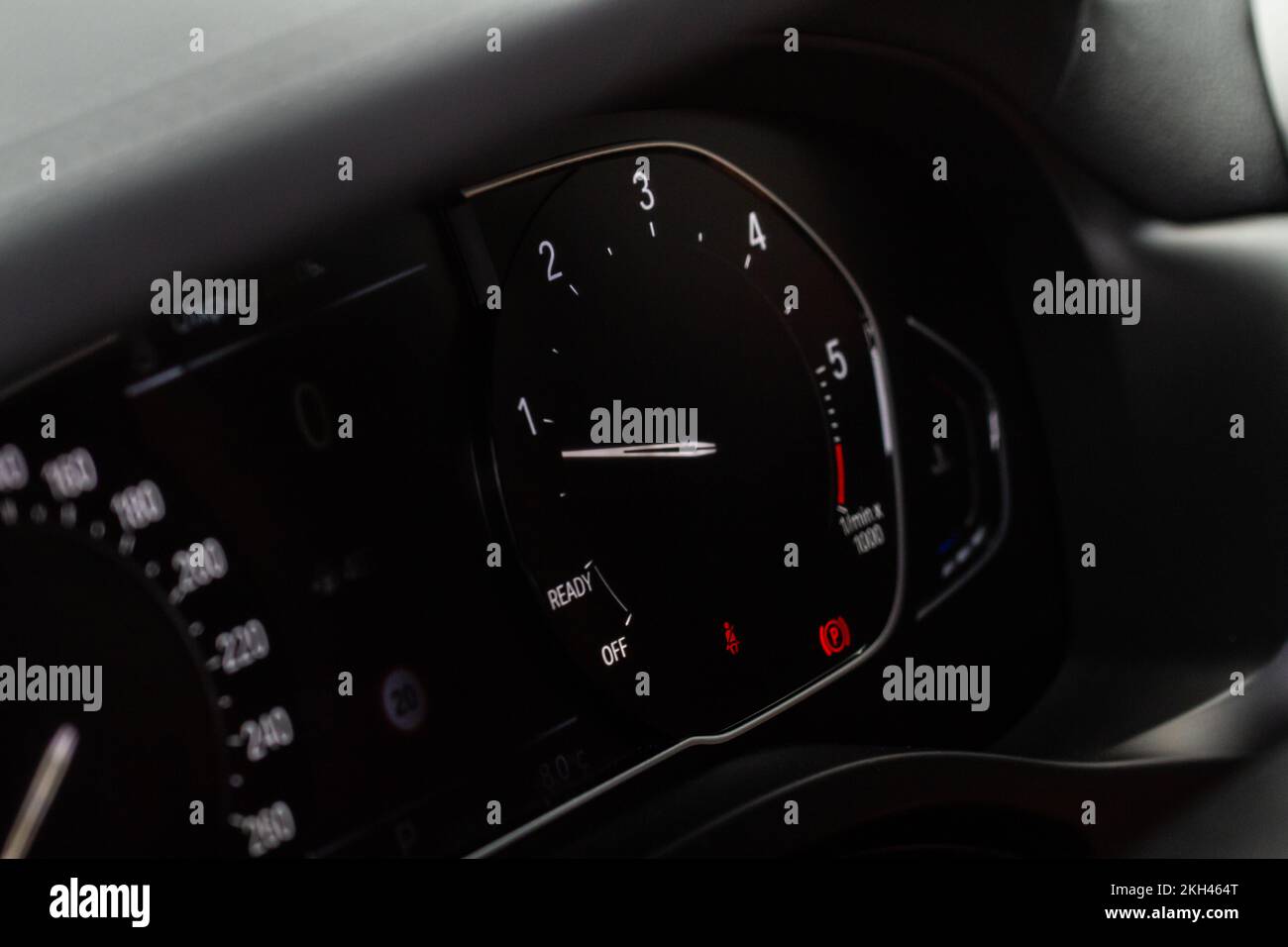 Modern car dashboard with speedometer, tachometer. Car dashboard. Car