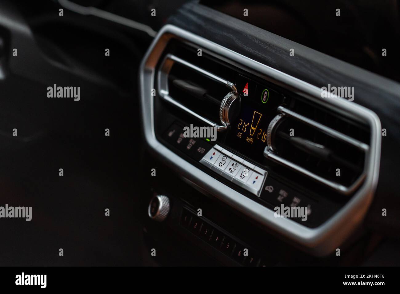 Digital control panel car air conditioner dashboard. Modern car