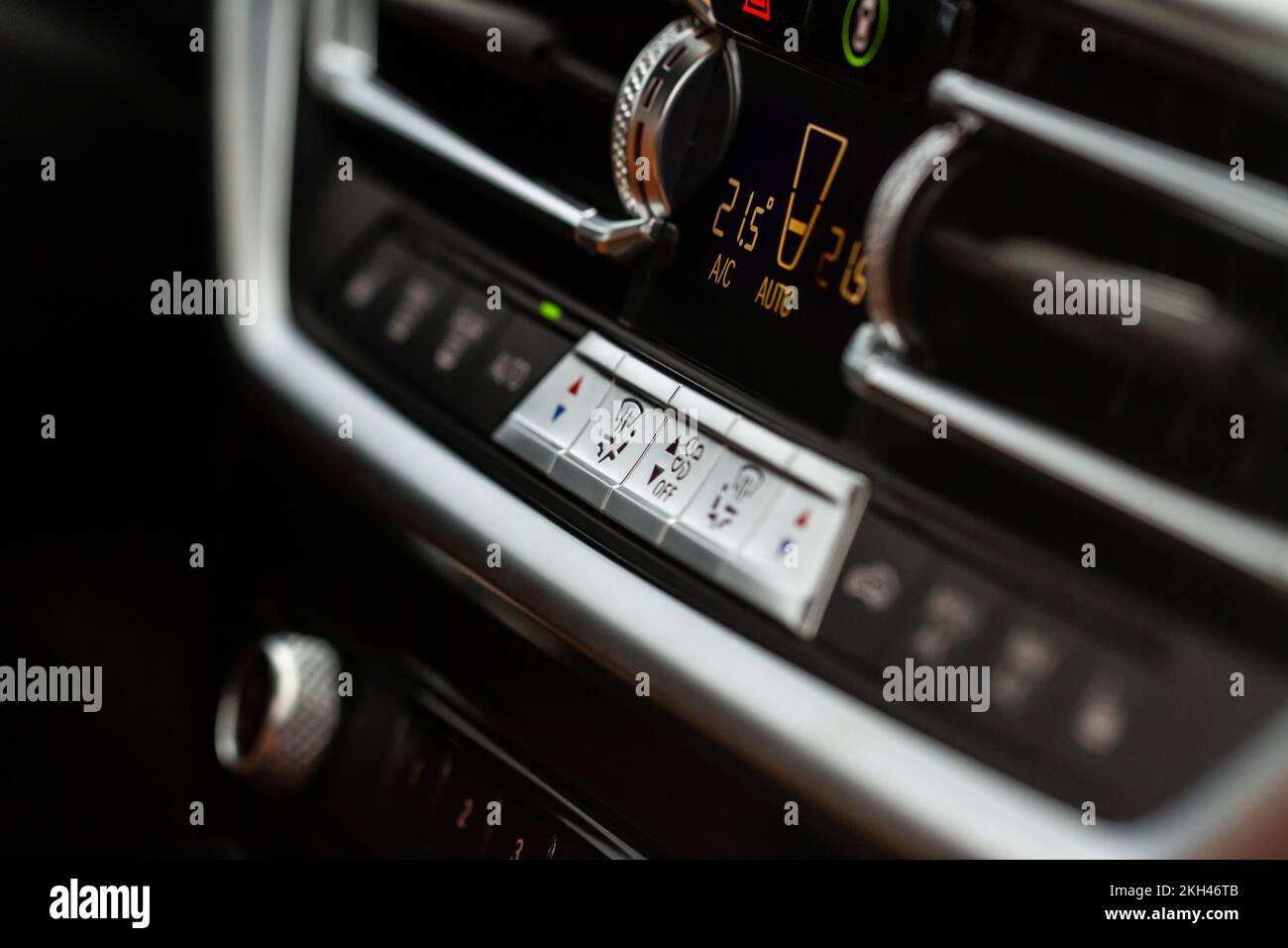 Digital control panel car air conditioner dashboard. Modern car