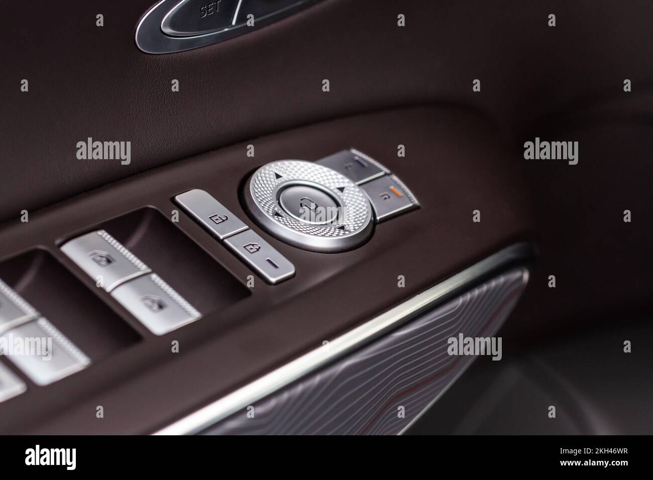 Side mirrors control panel on side door Stock Photo Alamy