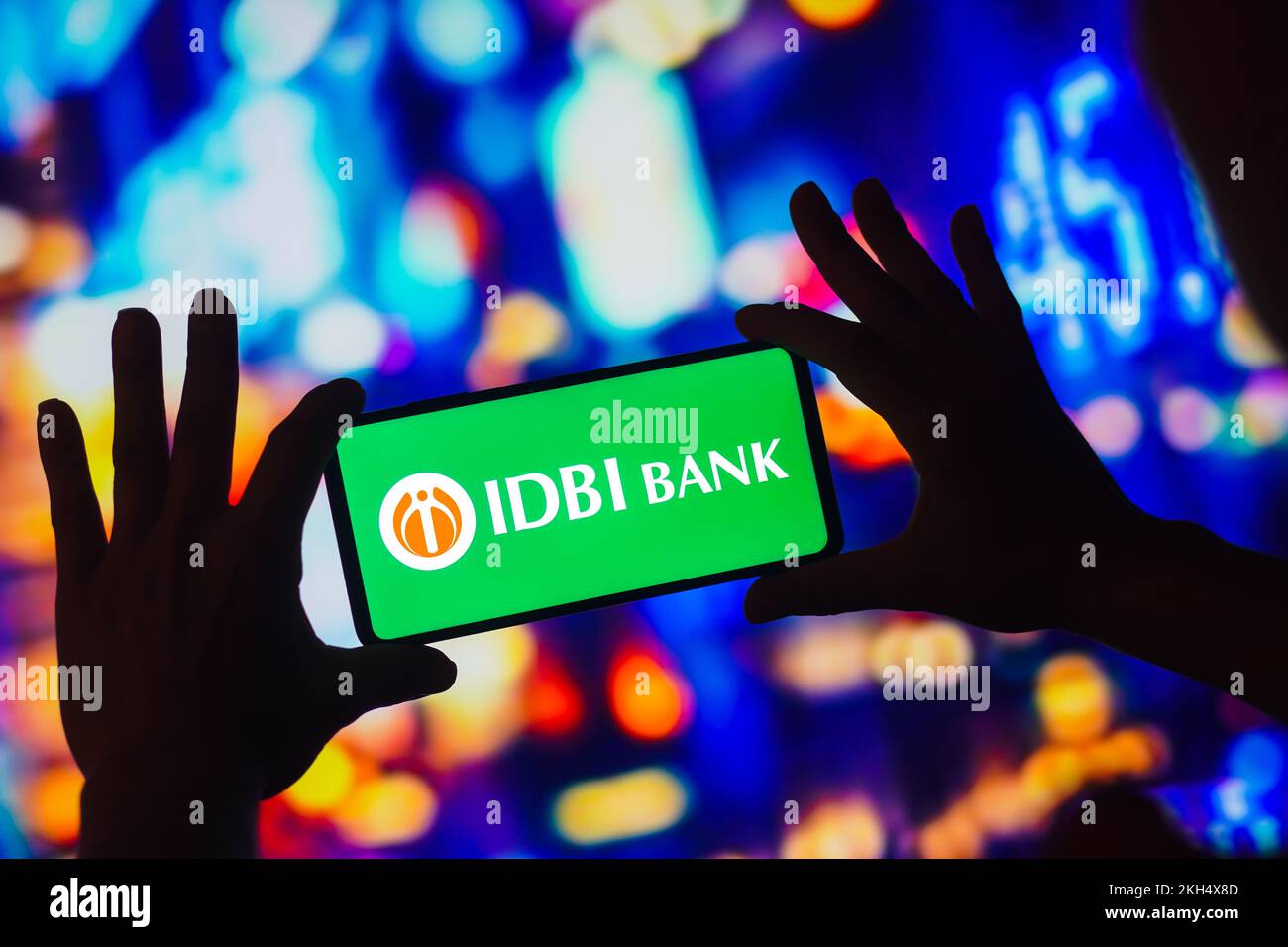 In this photo illustration, the IDBI Bank Limited logo is displayed on a smartphone screen. Stock Photo