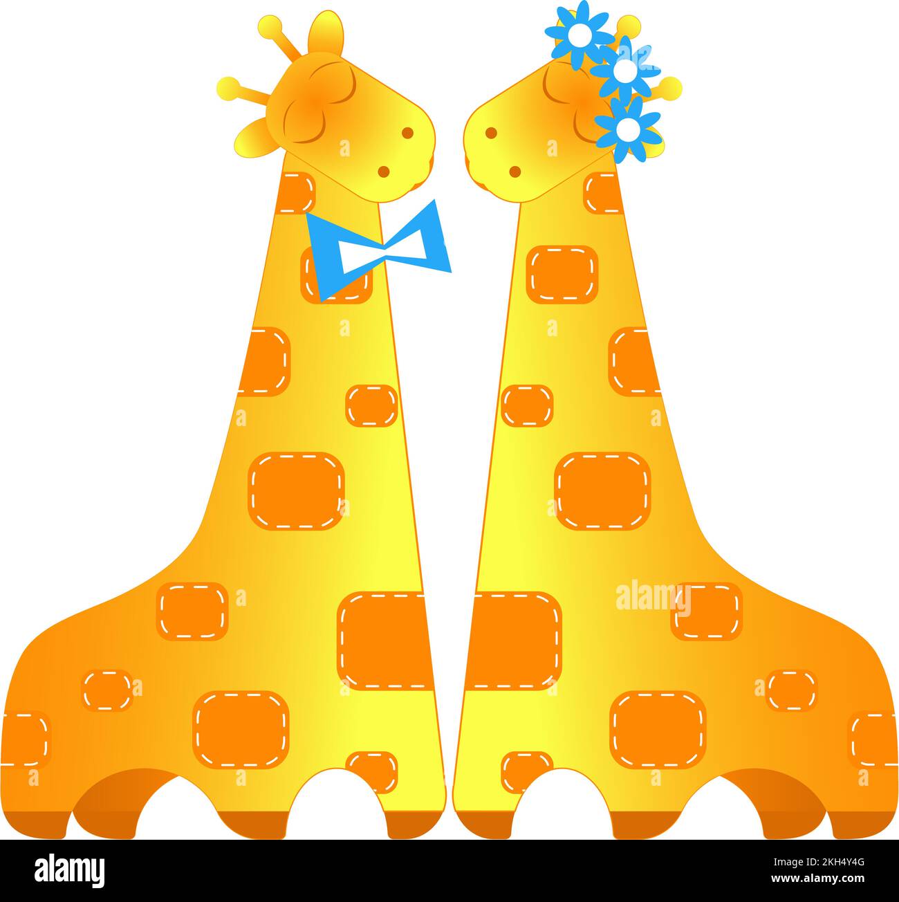 two giraffes in love. vector. isolate Stock Vector