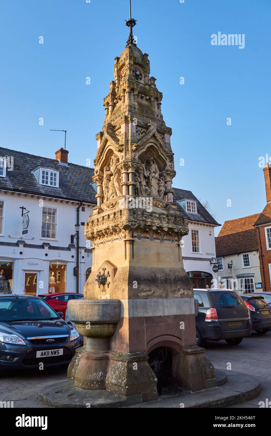 The Drinking Fountain in Saffron Walden Market Square, the fountain features four scenes from