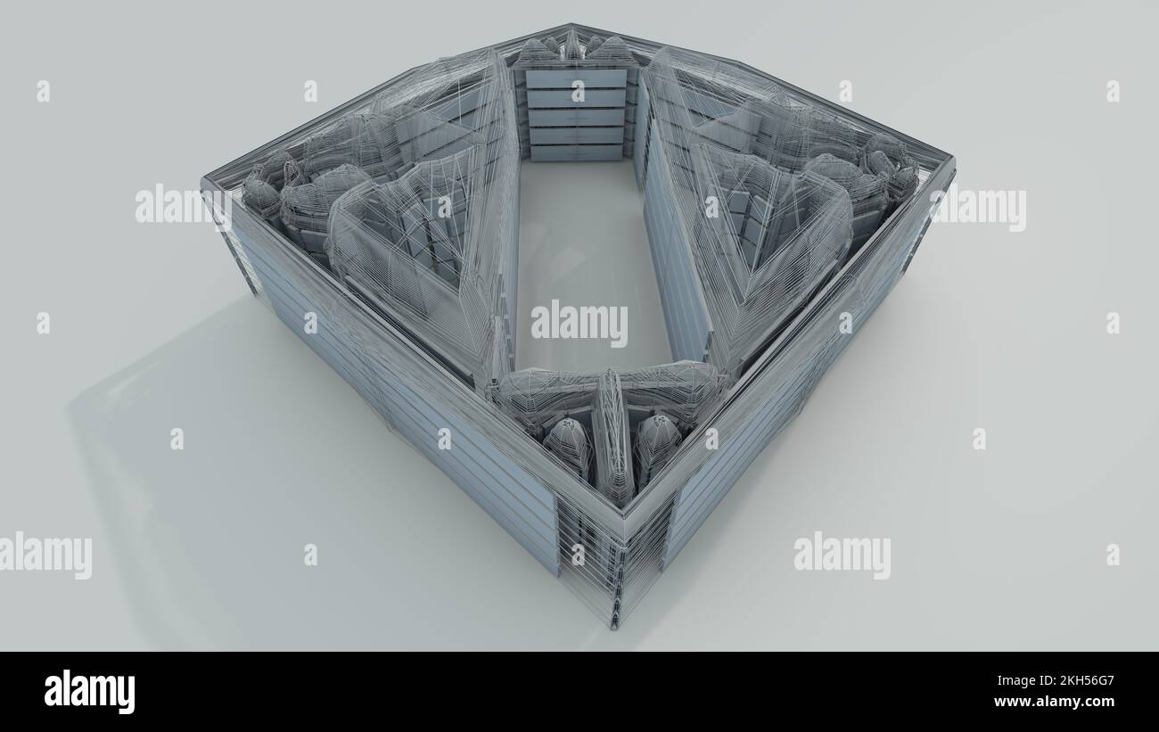 3D Illustration of an architectural structure. Architects, Modelers