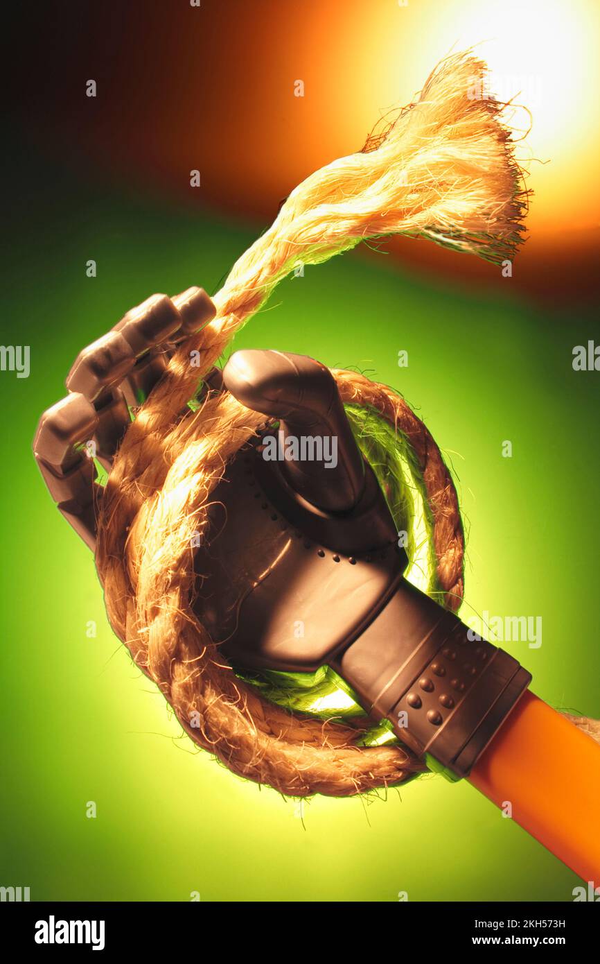 Robotic Hand with Rope Stock Photo - Alamy