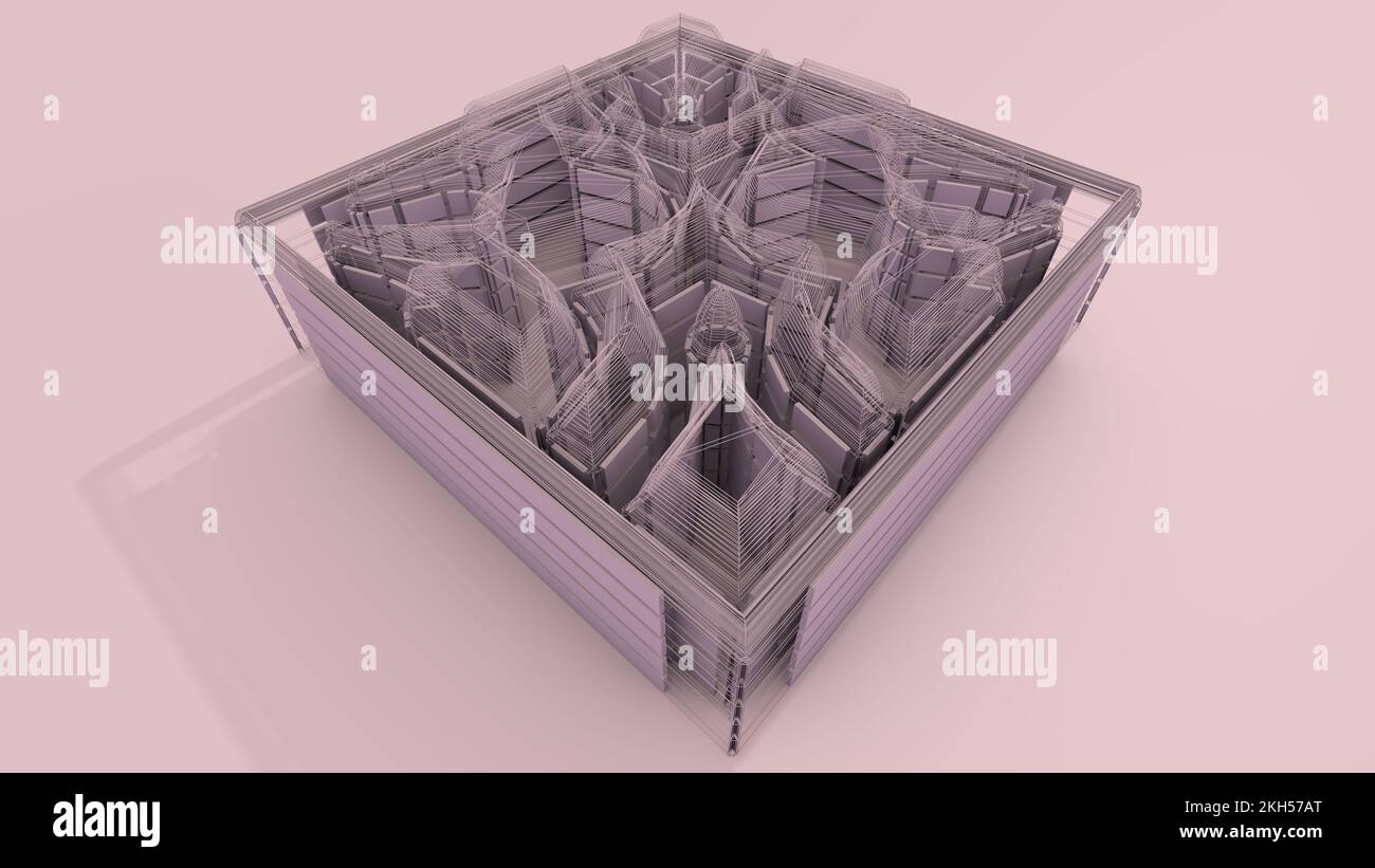 3D Illustration of an architectural structure. Architects, Modelers