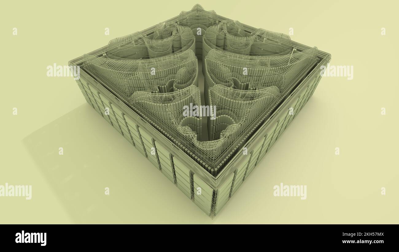 3D Illustration of an architectural structure. Architects, Modelers