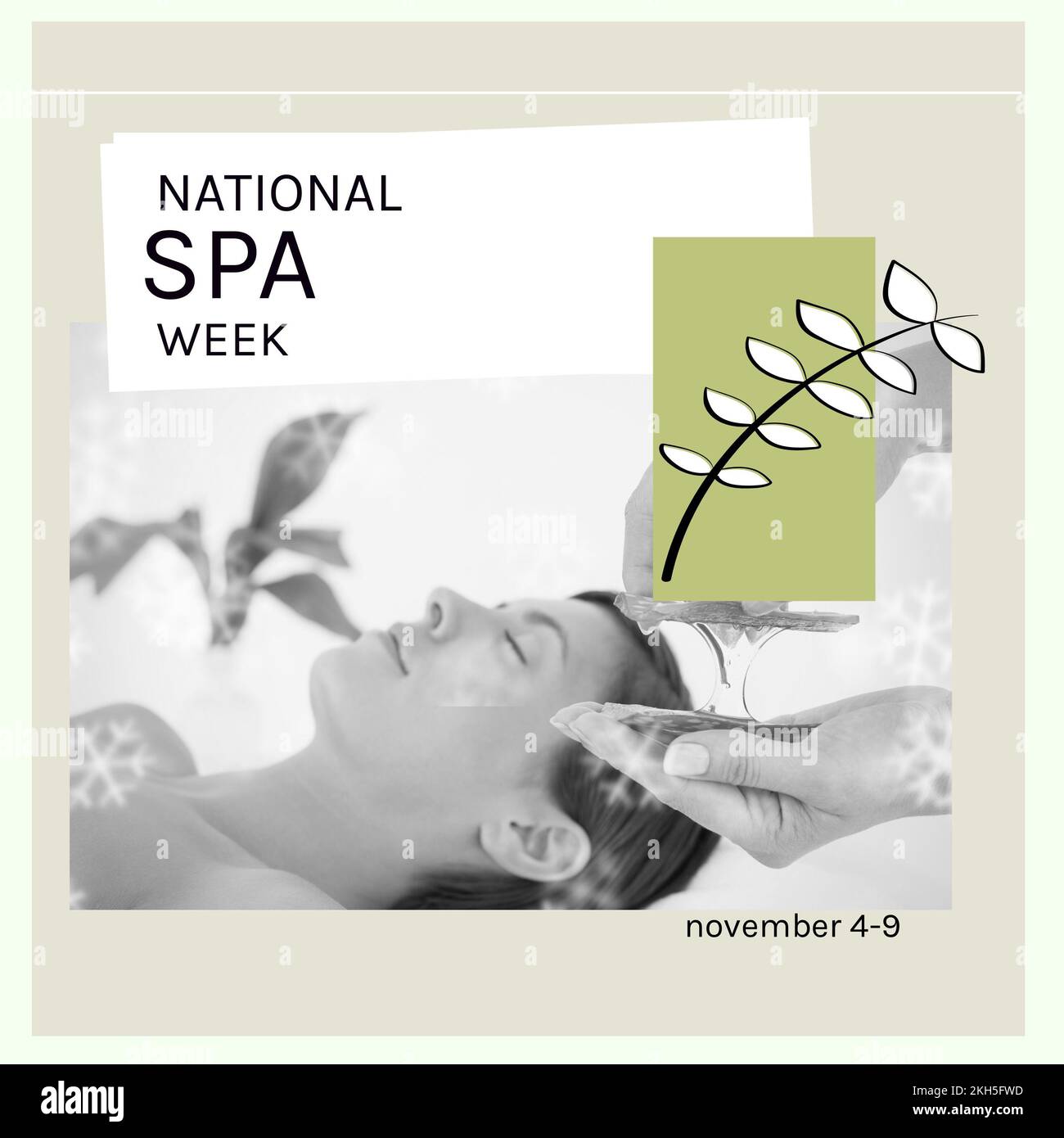 Composition of national spa week over woman during beauty treatment Stock Photo