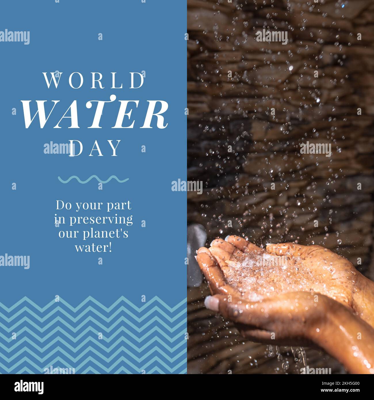 Composition of world water day text and water dropping on woman's hands ...