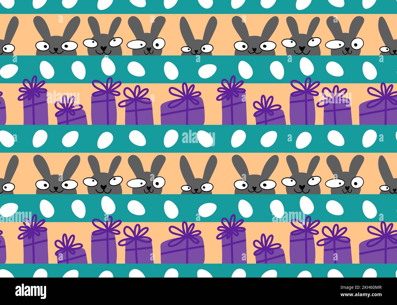 Cartoon animals seamless rabbit bunnies pattern for wrapping paper and fabrics and linens and kids clothes print. High quality illustration Stock Photo