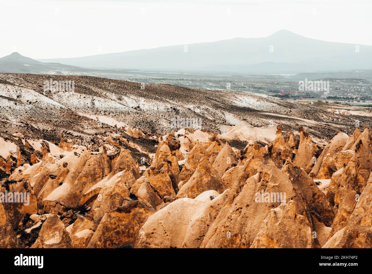 Rose Valley around Goreme. Anatolian Plateau. Cappadocia. Turkey. Rock Formations Stock Photo