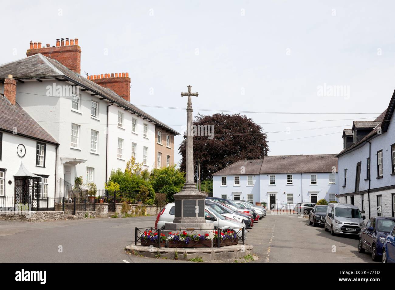 The Square with war memorial, Kington, Herefordshire Stock Photo