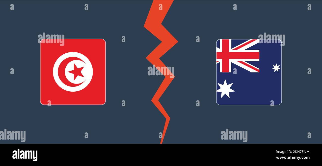 Tunisia vs Australia with a sqaure border.  Stock Vector