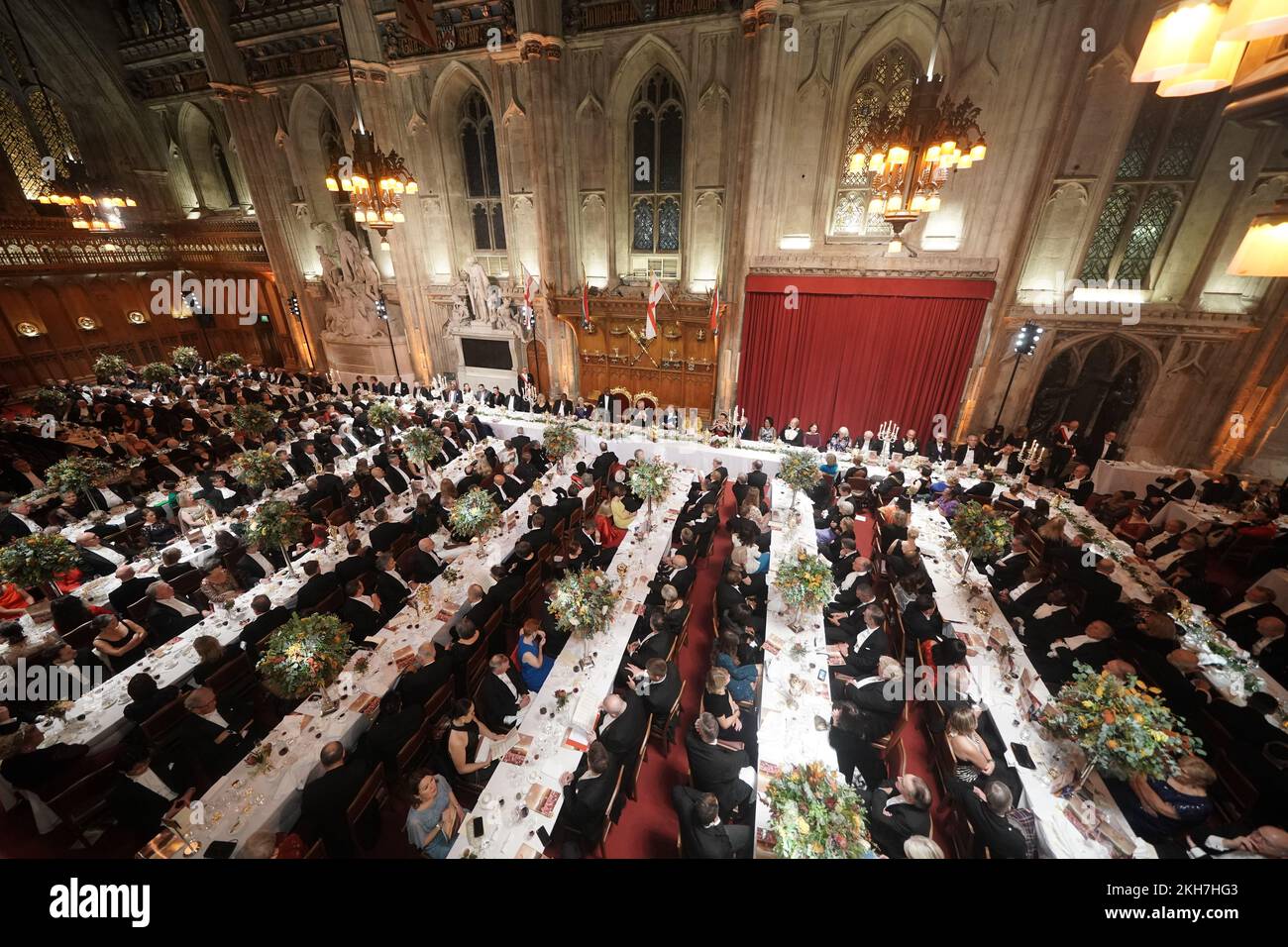 President Cyril Ramaphosa of South Africa, speaks during a banquet at the Guildhall in London, given by the Lord Mayor and City of London Corporation, during his state visit to the UK. Picture date: Wednesday November 23, 2022. Stock Photo