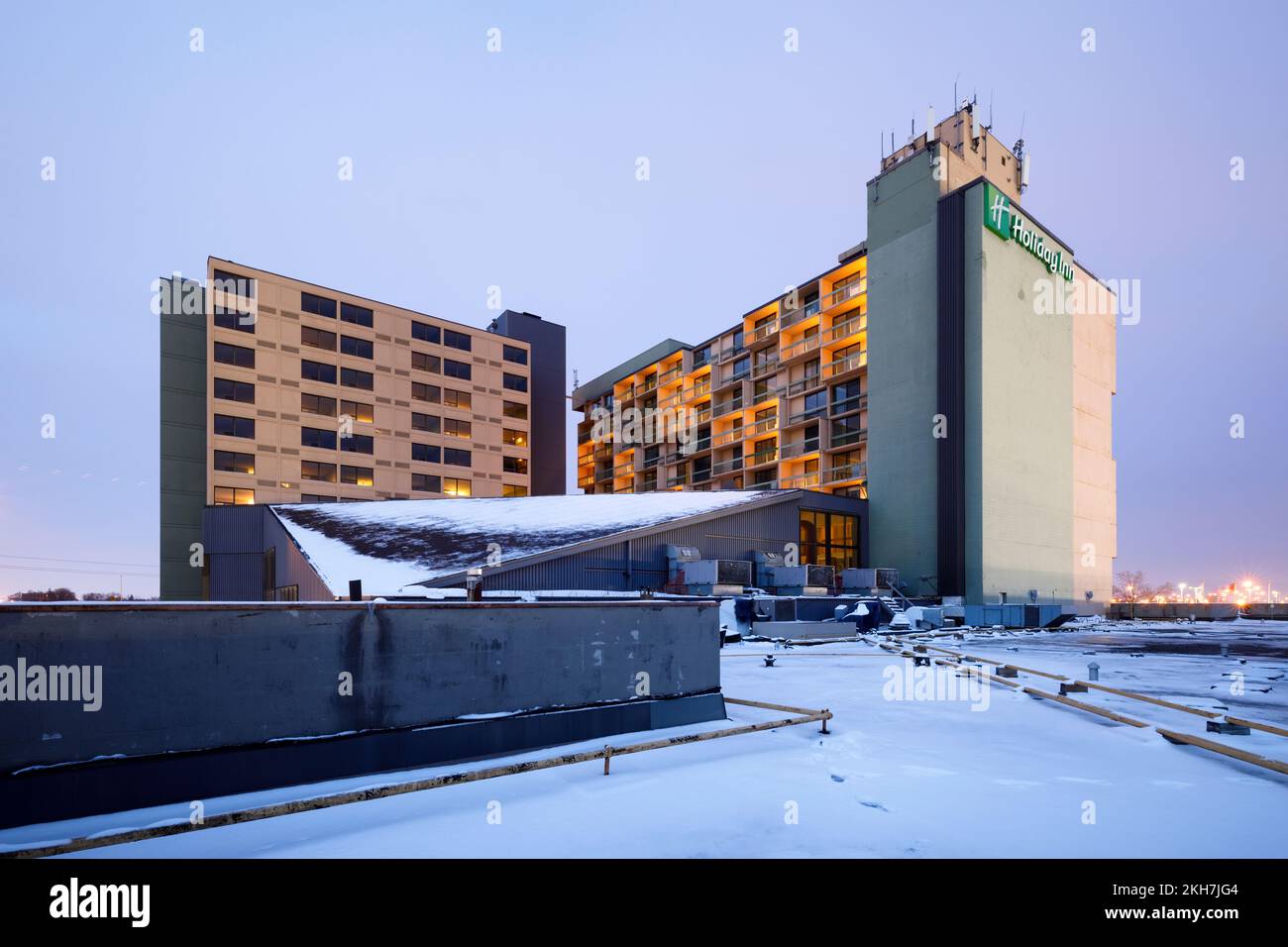 An exterior view of the now demolished Holiday Inn Yorkdale Hotel in Toronto, Ontario, Canada. Stock Photo