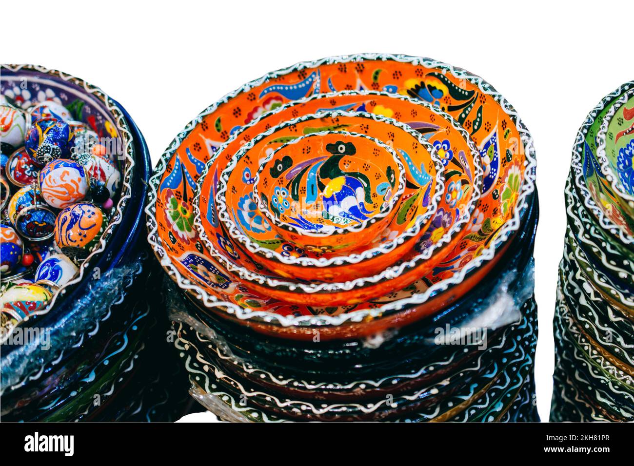 Traditional turkish stye bowls plates Souvenirs from Turkey Stock Photo