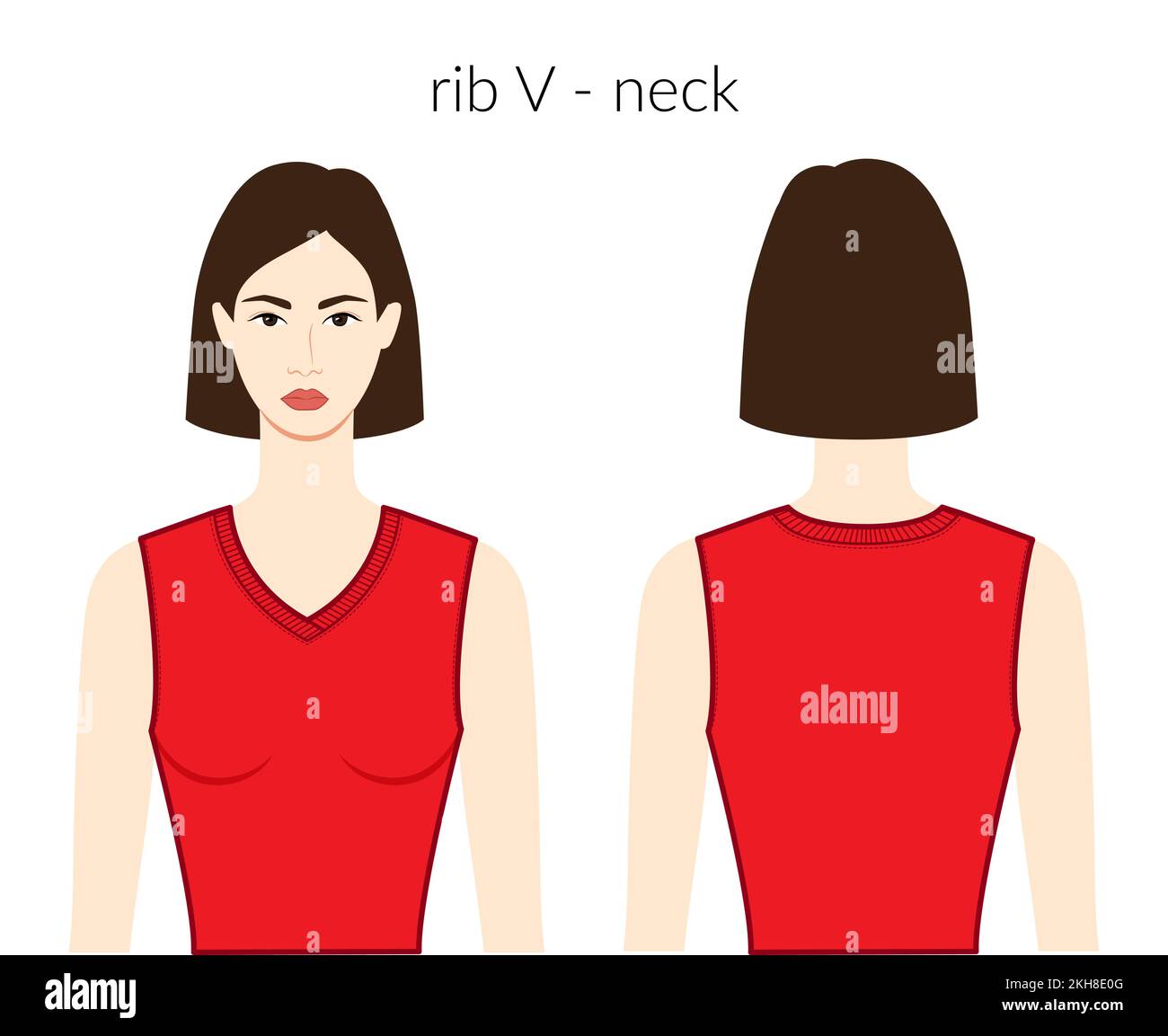 Rib V Neckline Clothes Knits Sweaters Character Beautiful Lady In