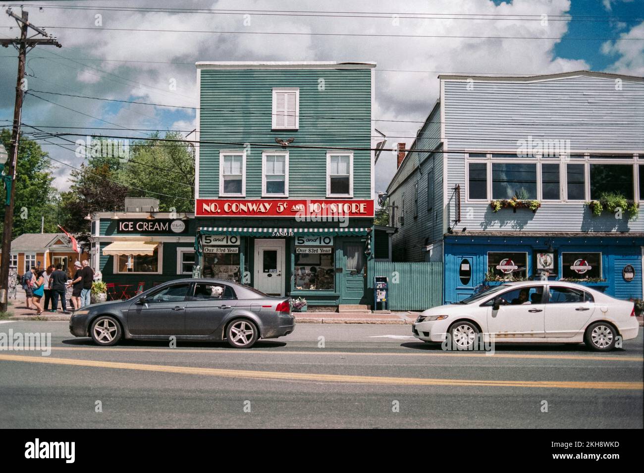 Main street in old North Conway, New Hampshire. Image captured on analog film Stock Photo Alamy