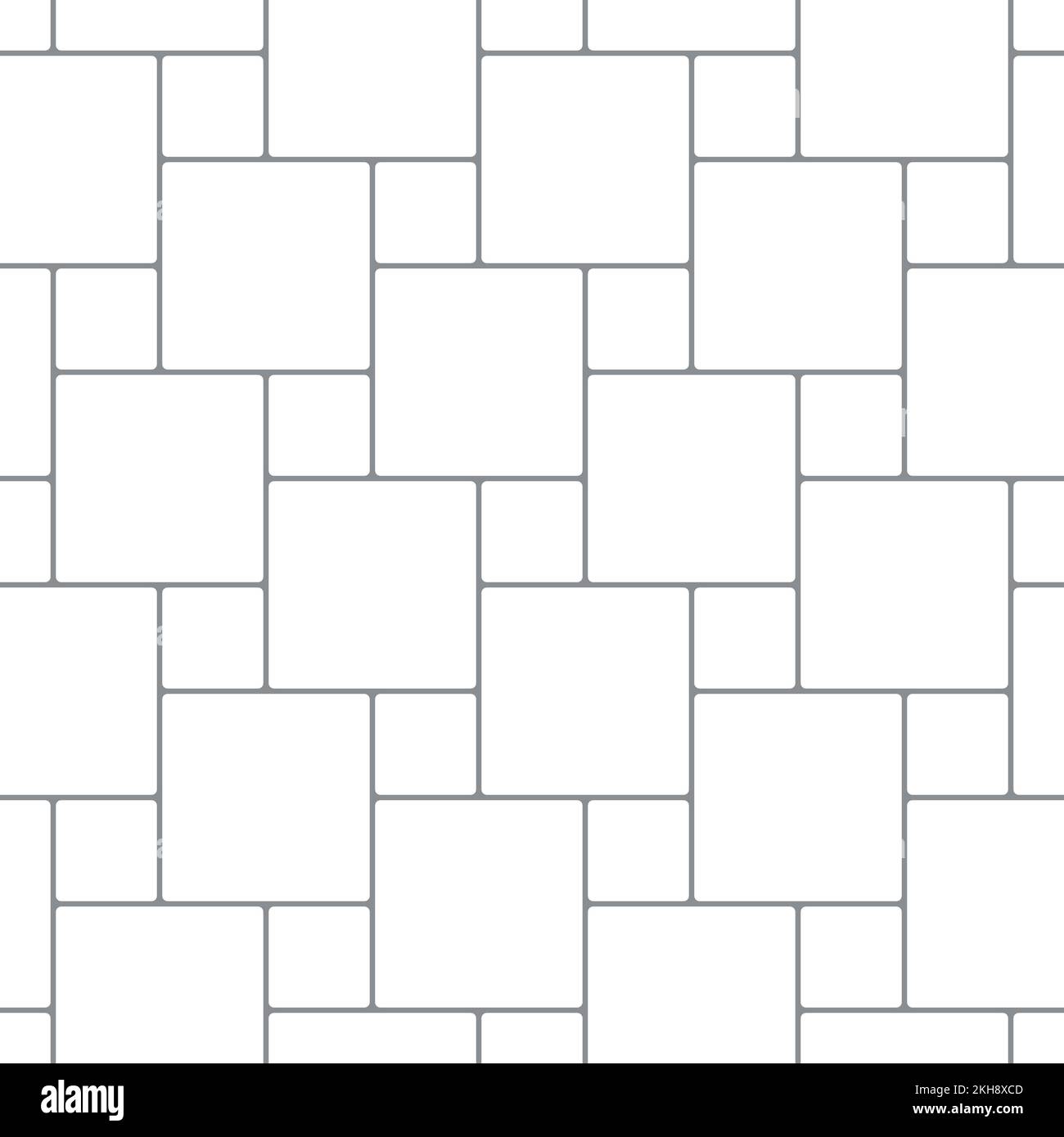 Seamless pattern of paving slabs. Large and small squares. Simple wallpaper with geometric print. Monochrome vector background. Stock Vector