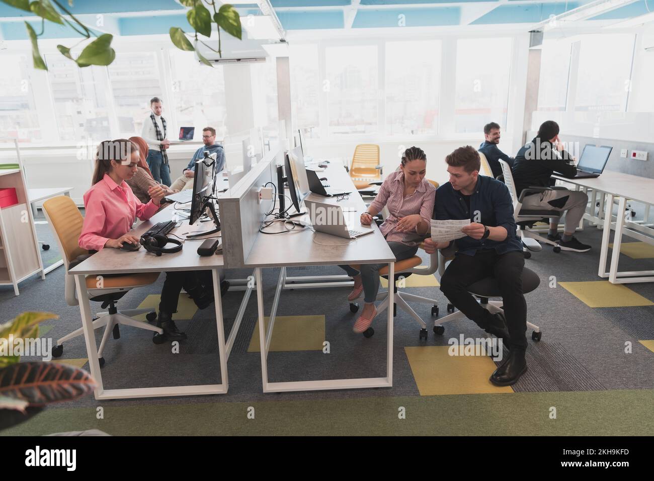 Collaborative process of multicultural skilled young business team ...