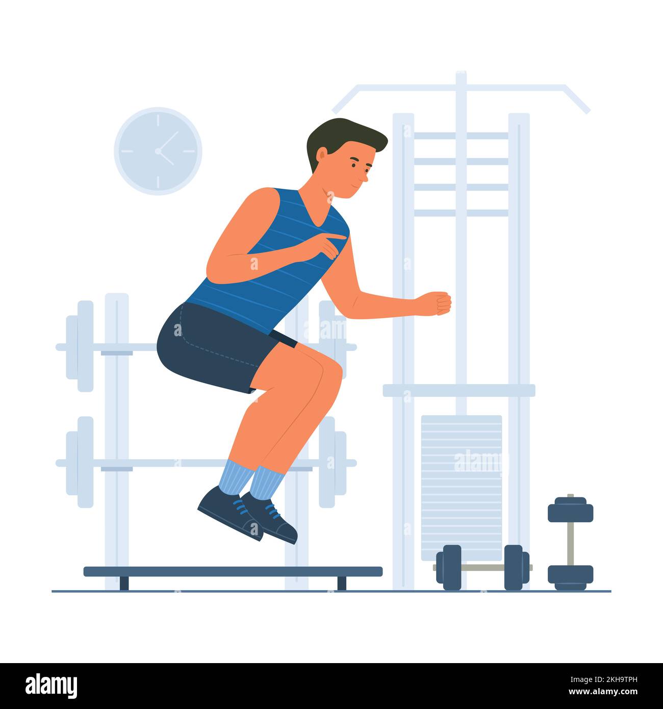 Man Exercise by Jumping in Fitness Training Room Stock Vector Image