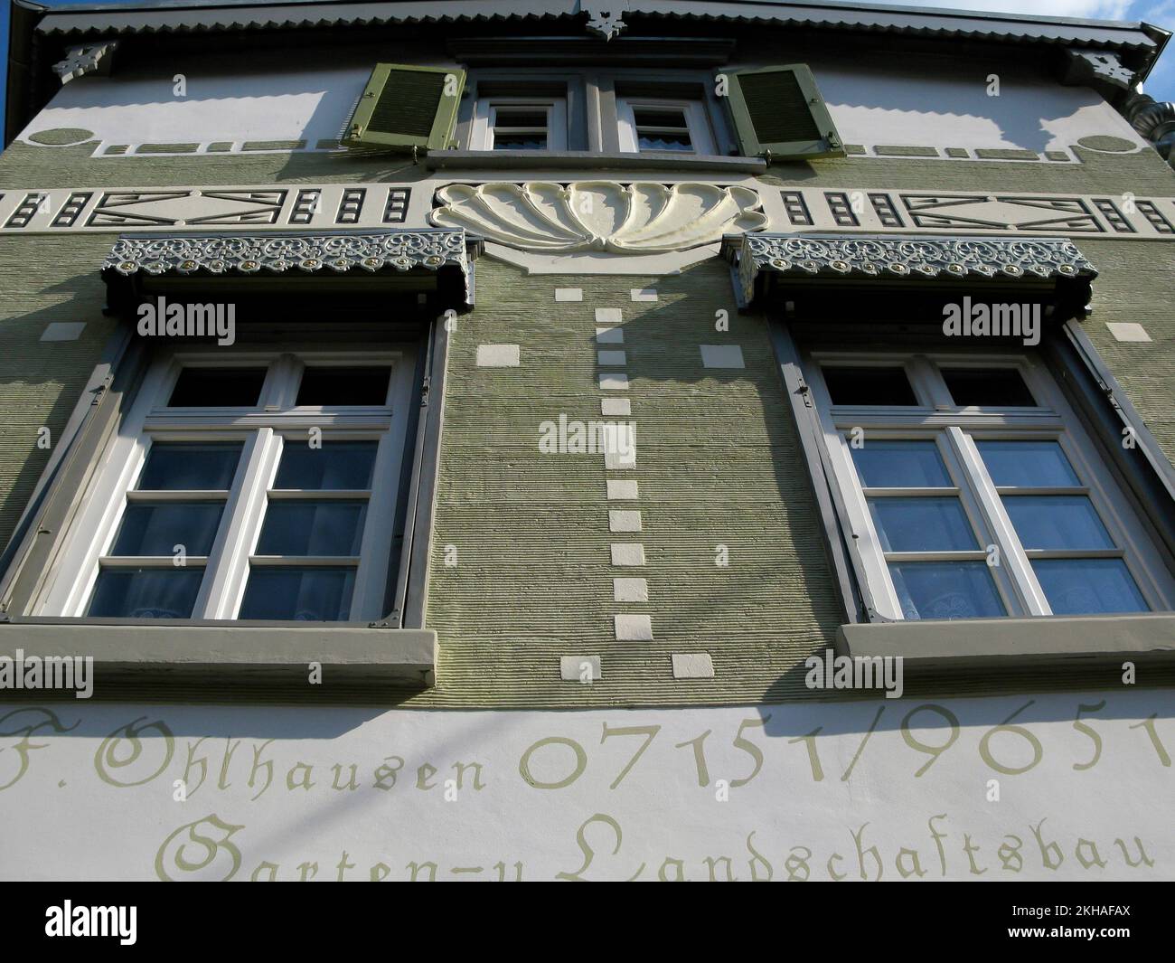 Artdeco building detail in Waiblingen, Germany Stock Photo