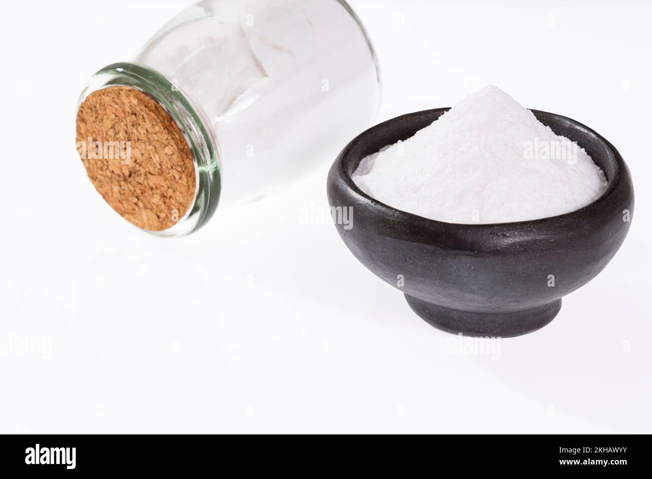 Baking soda Sodium Bicarbonate Top View; Photo On White Background