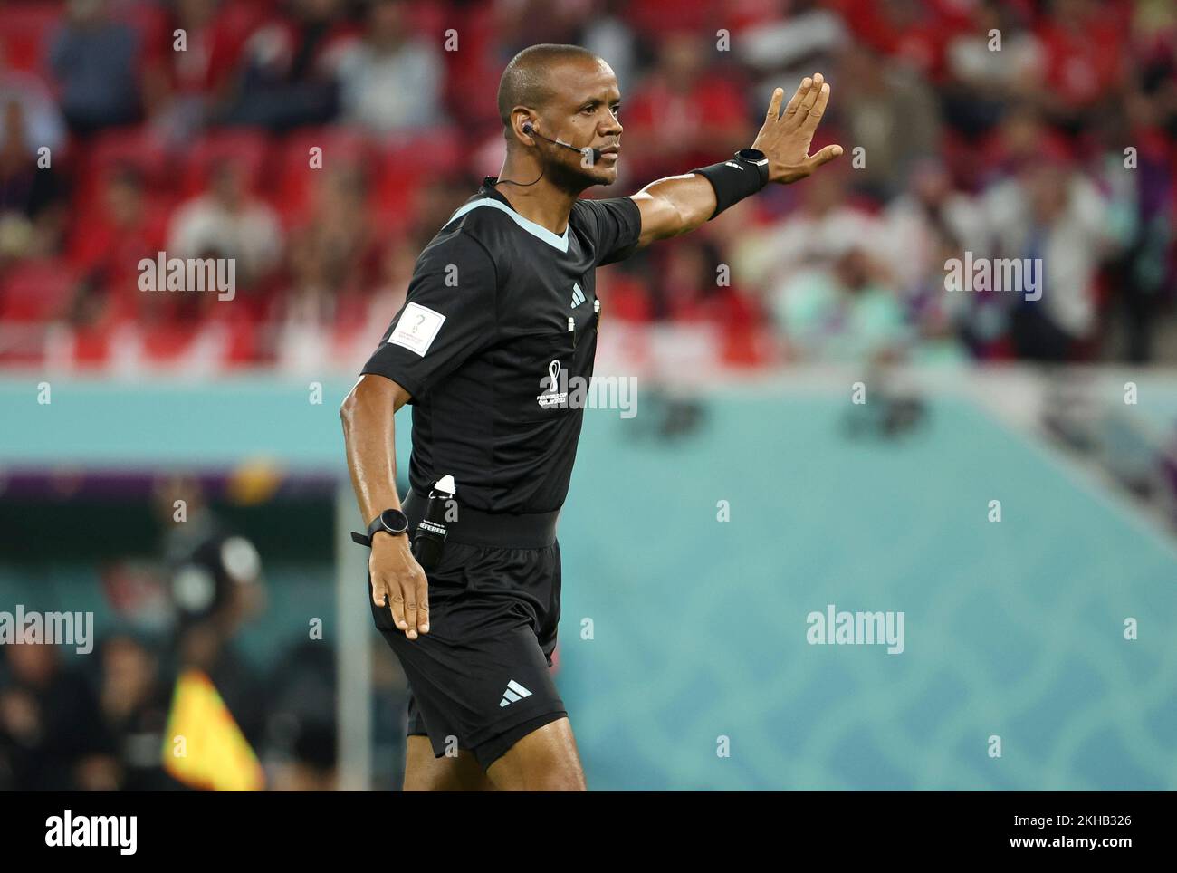 Referee Janny Sikazwe of Zambia during the FIFA World Cup 2022, Group F  football match between Belgium and Canada on November 23, 2022 at Ahmad Bin  Ali Stadium in Ar-Rayyan, Qatar -