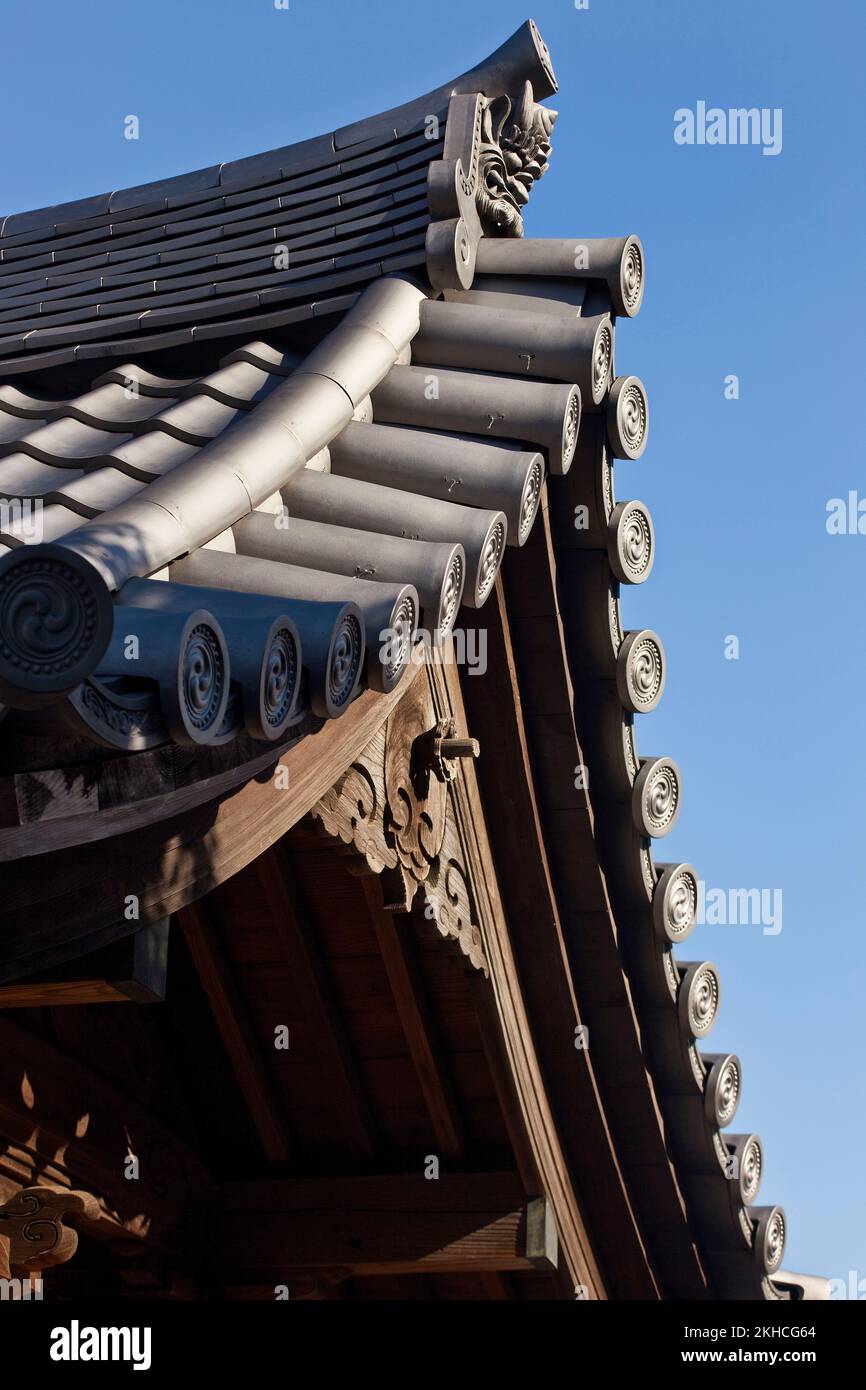 Temple gate roof line Choukeiji Temple Nakaikegami Tokyo Japan Stock