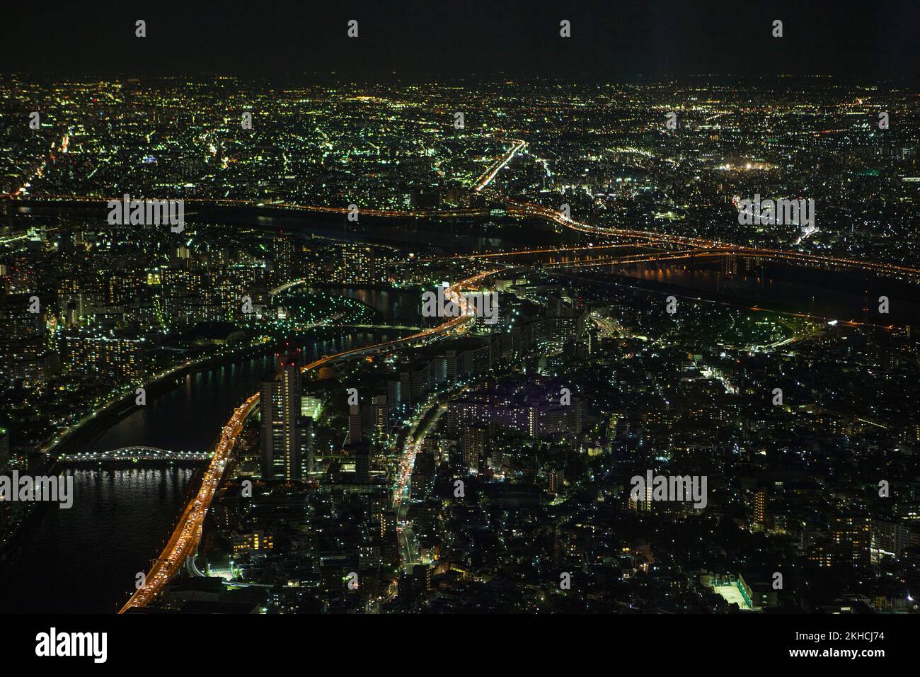 Tokyo Skytree top level evening view to north, Oshiage, Tokyo, Japan ...