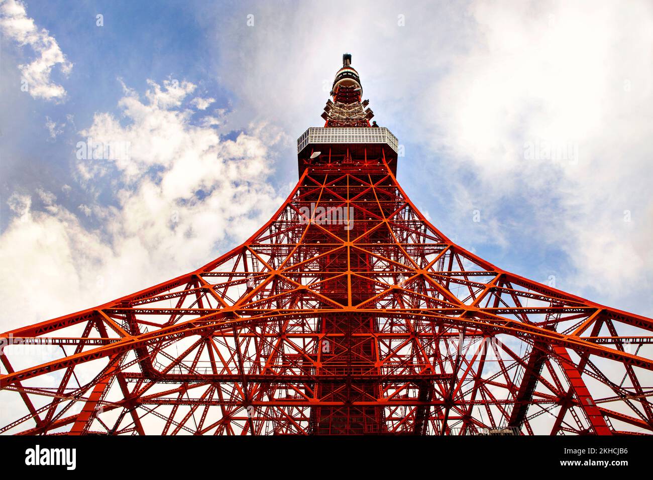 Tokyo Tower from below in Minato, Tokyo, Japan Stock Photo