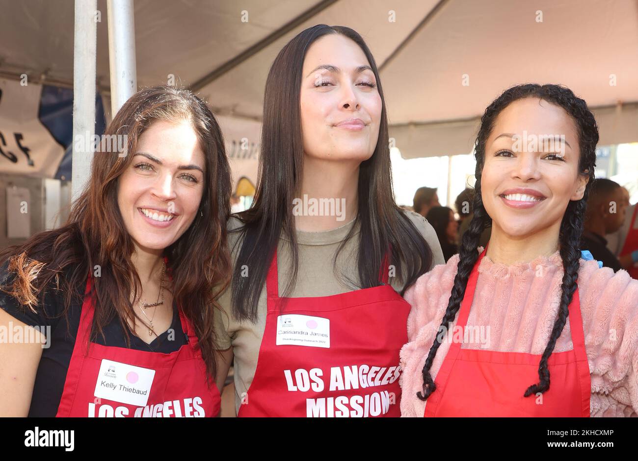 23 November 2022 -Los Angeles, California  - Kelly Thiebaud, Cassandra James, Brook Kerr. Los Angeles Mission Hosts Annual Thanksgiving Dinner To The Unhoused Community Of Los Angeles'' held at Los Angeles Mission   in Los Angeles. (Credit Image: © Fs/AdMedia via ZUMA Press Wire) Stock Photo