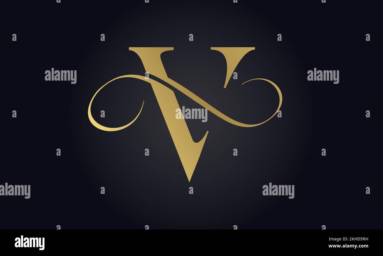 Luxury Letter V Logo Template In Gold Color. Initial Luxury V Letter