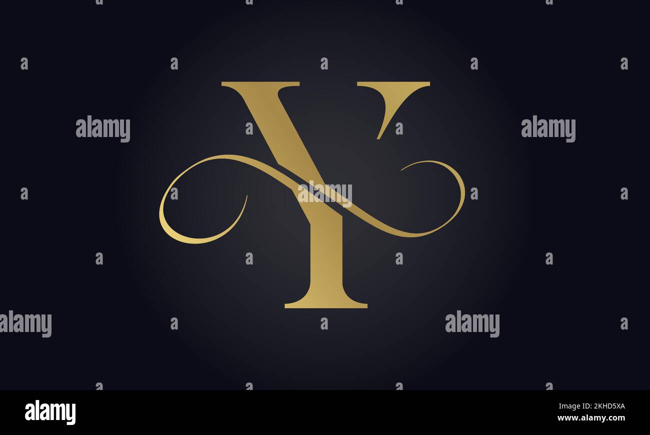 Luxury Letter Y Logo Template In Gold Color. Initial Luxury Y Letter Logo Design. Beautiful Logotype Design For Luxury Company Branding. Stock Vector