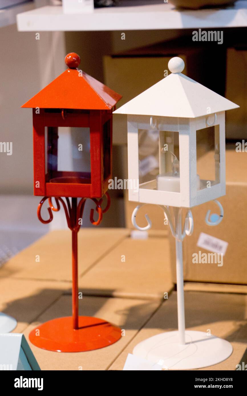 Old retro style lantern made of metal Stock Photo - Alamy