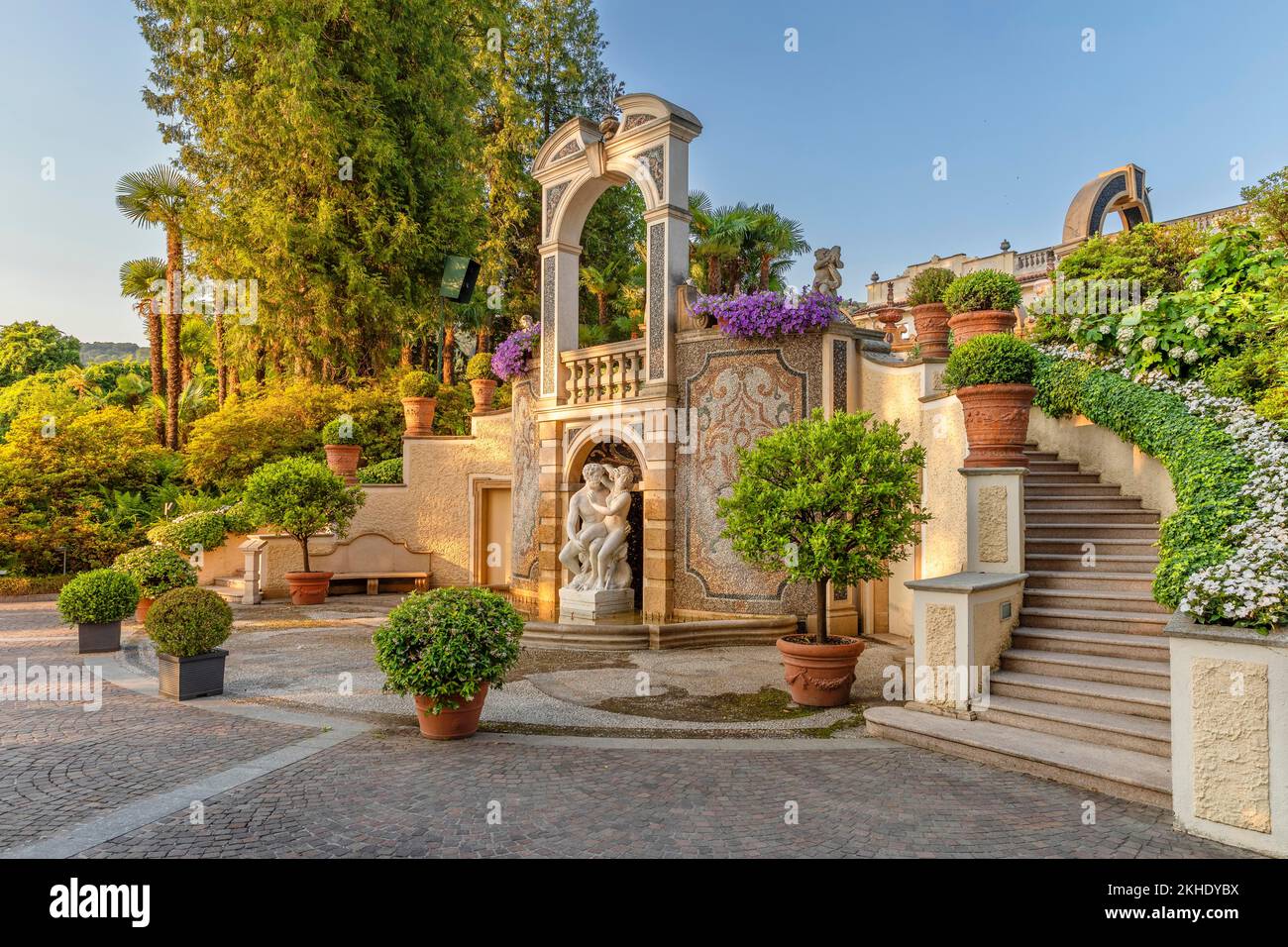Garden of the Grand Hotel Des Iles Borromees, Stresa, Lake Maggiore, Piedmont, Italy, Lake Maggiore, Stresa, Piedmont, Italy, Europe Stock Photo