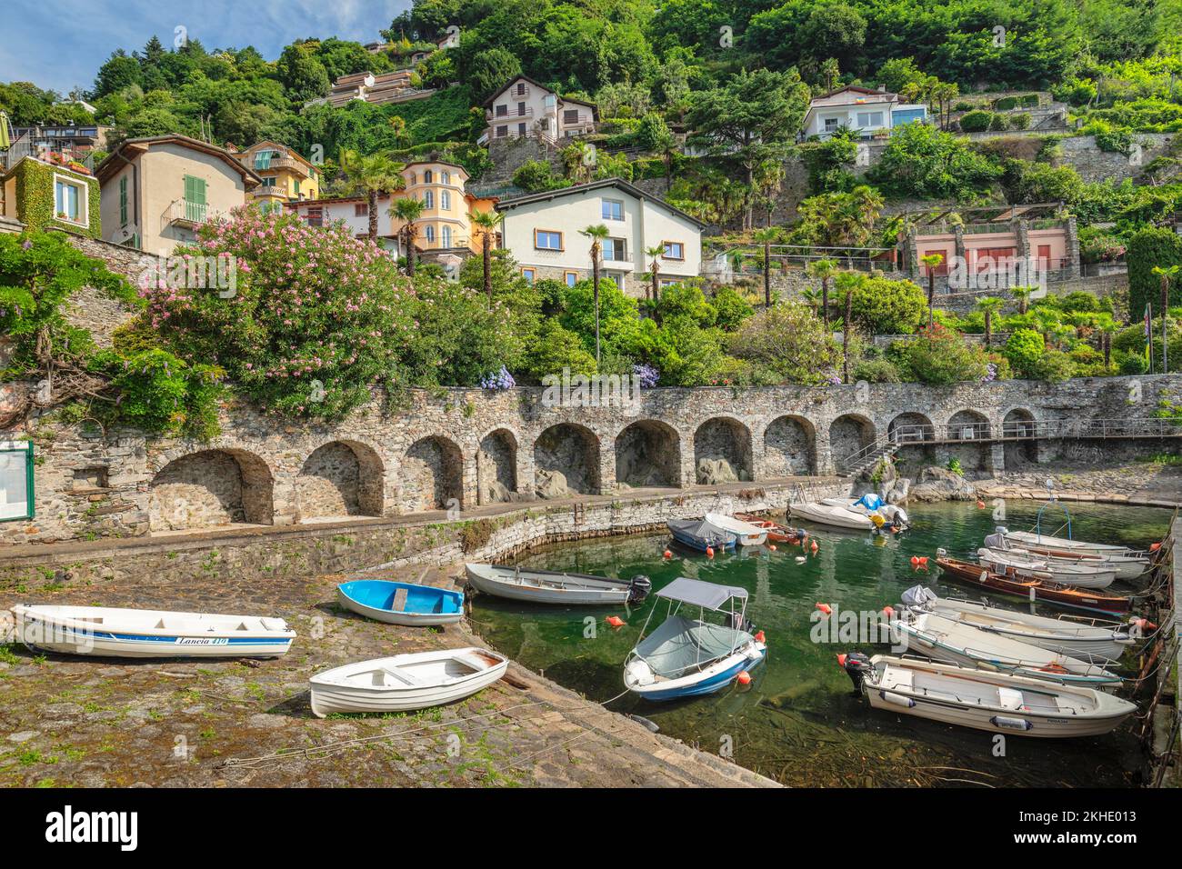 Fishing port, Cannero Riviera, Lake Maggiore, Piedmont, Italy, Europe Stock Photo