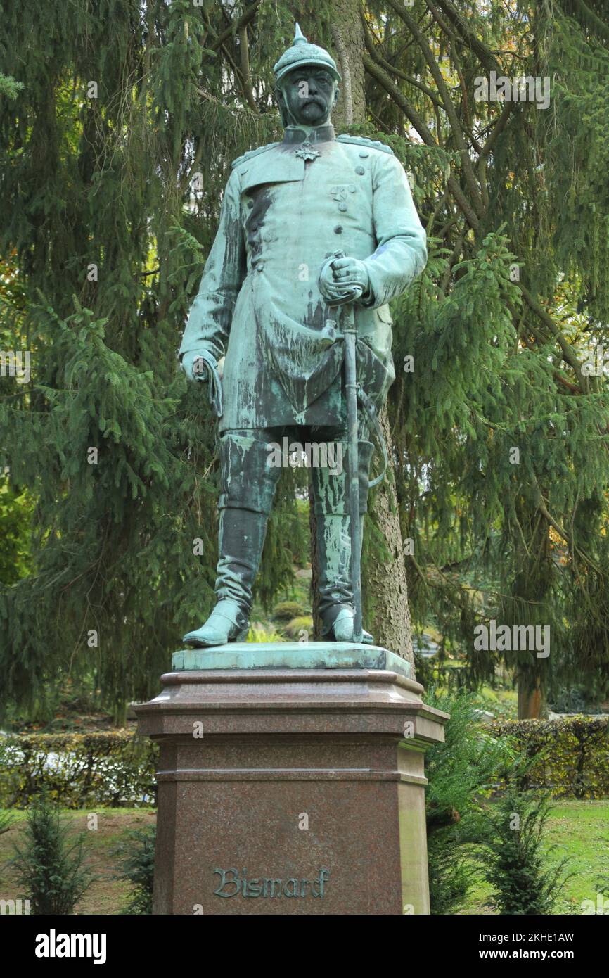Statue of Otto von Bismarck 1815-1898, in Nerotal-Anlagen, in Wiesbaden, Hesse, Germany, Europe Stock Photo