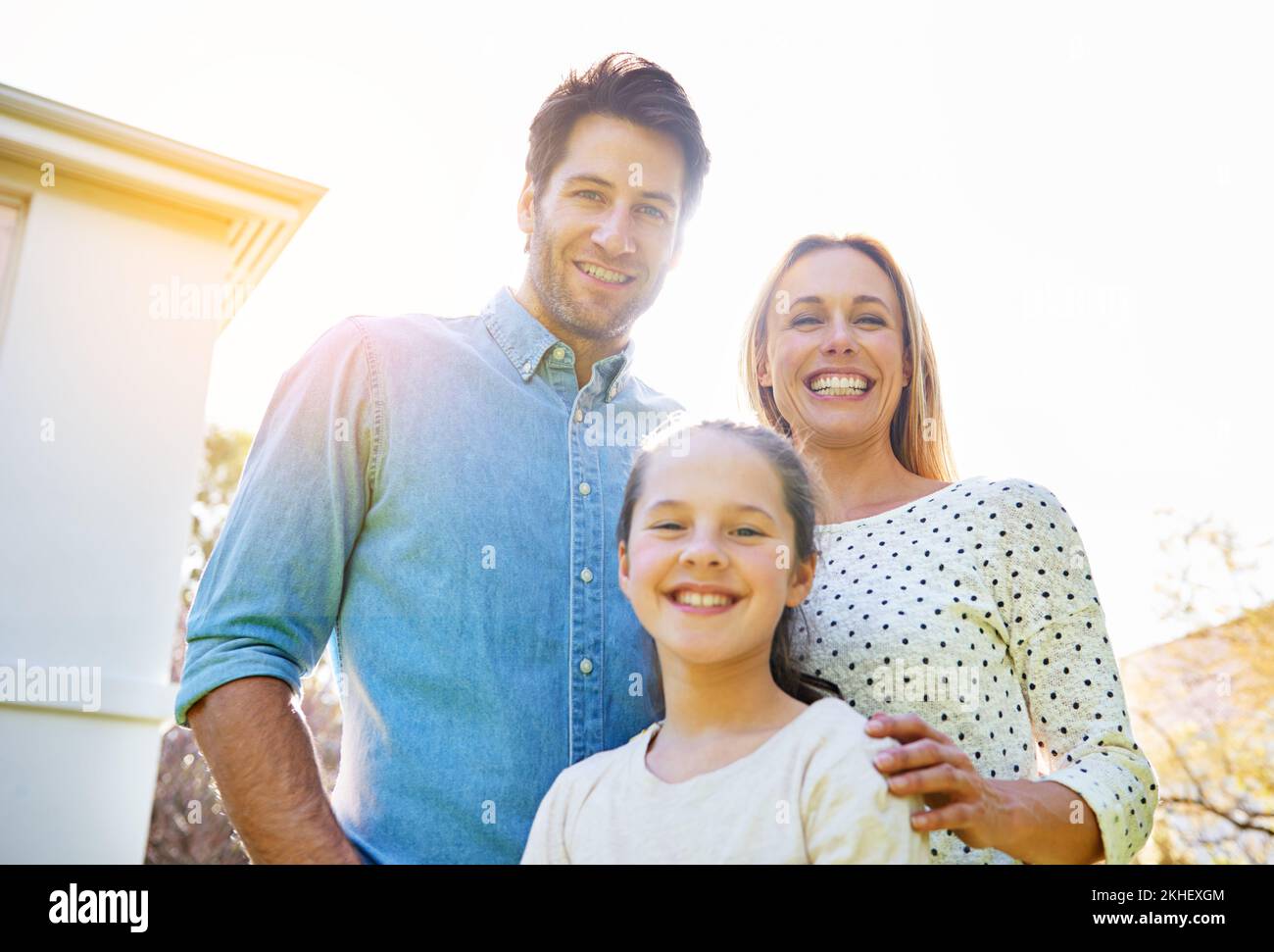 Family is the key to happiness. Portrait of a family of three spending time together. Stock Photo