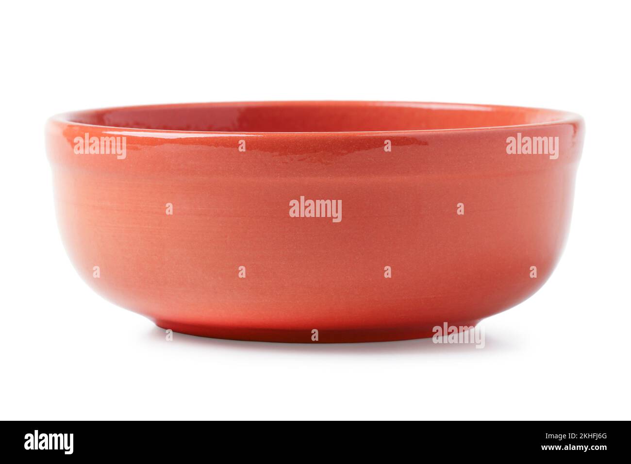 Clay bowl close-up isolated on white Stock Photo