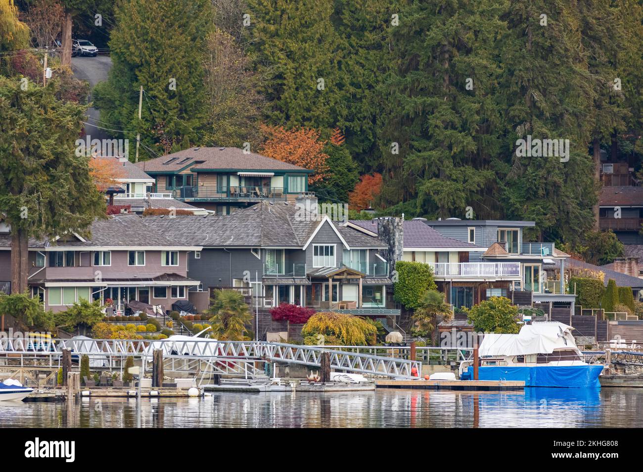 Lakefront residences. Houses on the shore of Indian Arm North Vancouver