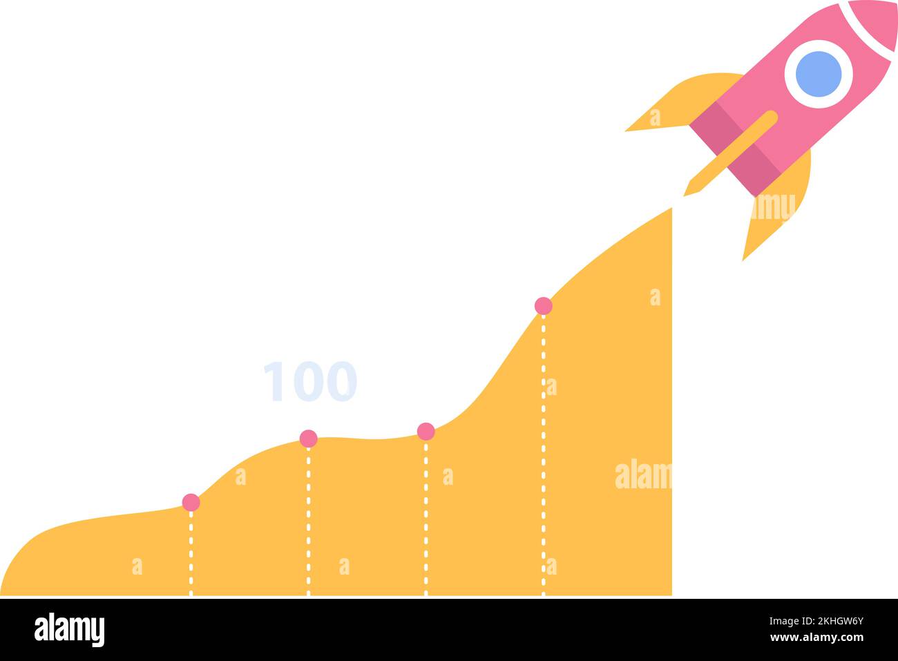 Startup icon. Rocket with graph and chart vector. Business launch ...