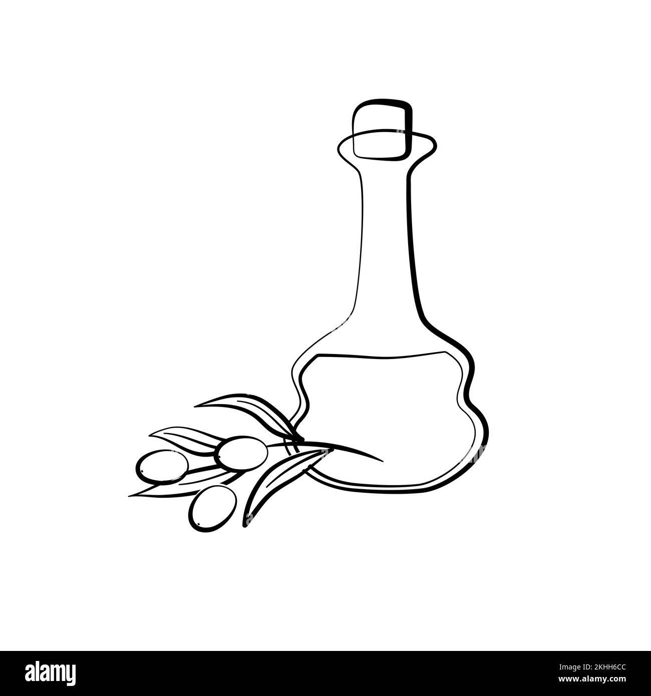 Olive oil in jug and sprig of olive. Flat isolated icon. Vector