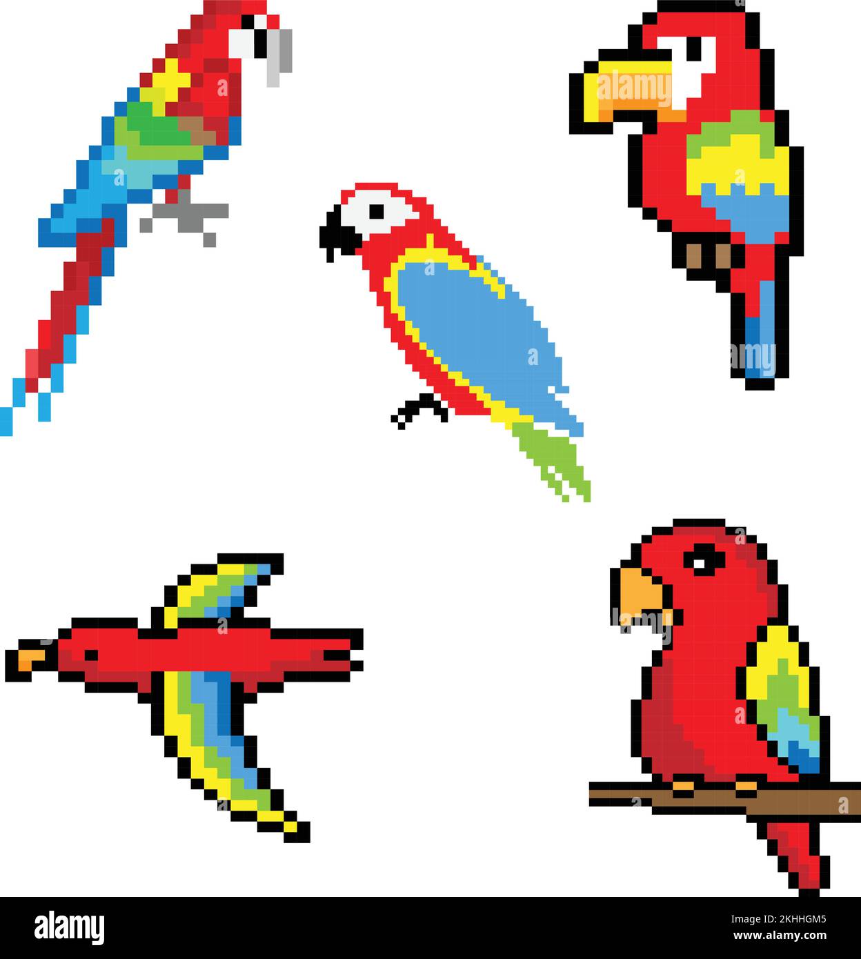 parrot pixel art Vector illustration or background Stock Vector Image ...