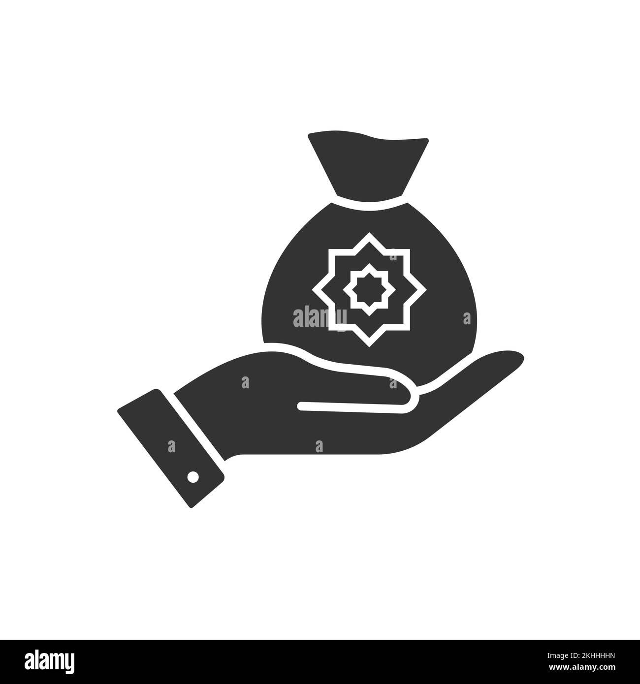 Zakat glyph icon. Black vector illustration isolated on white background. Stock Vector