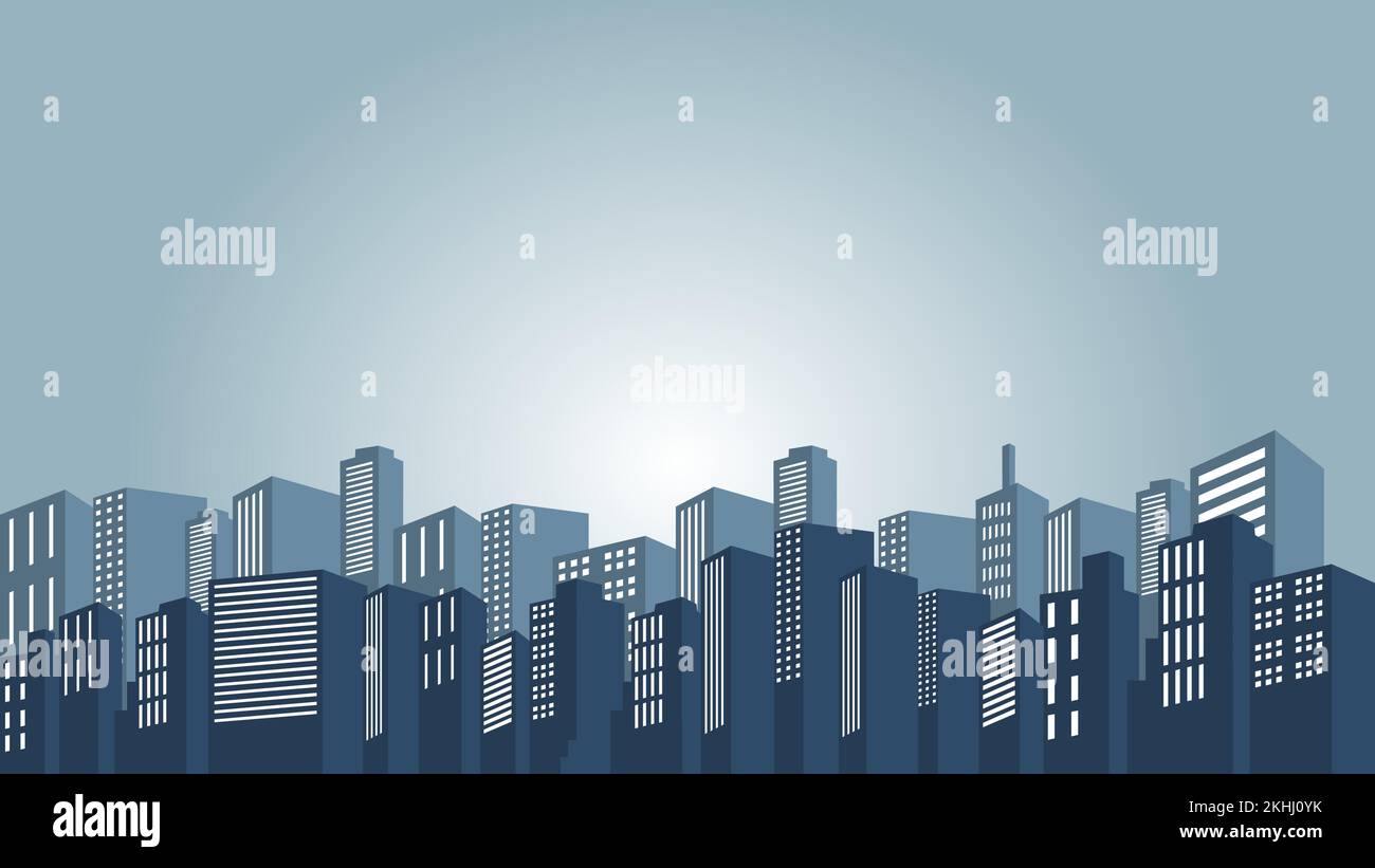 City background with many buildings at night. City vector illustration ...