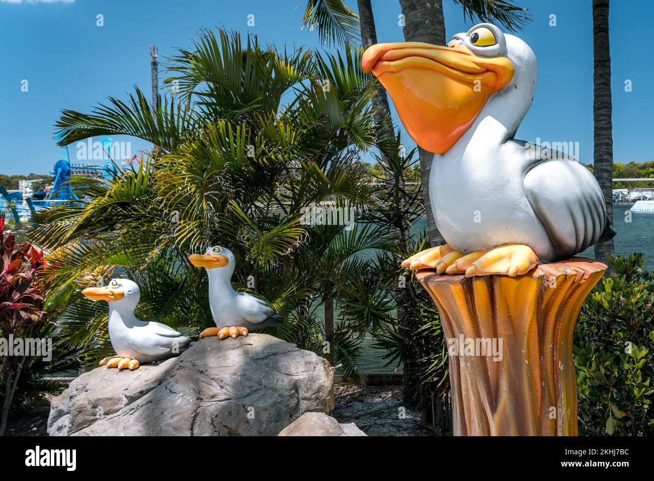 Gold Coast, Queensland, Australia Pelican statues at Seaworld theme