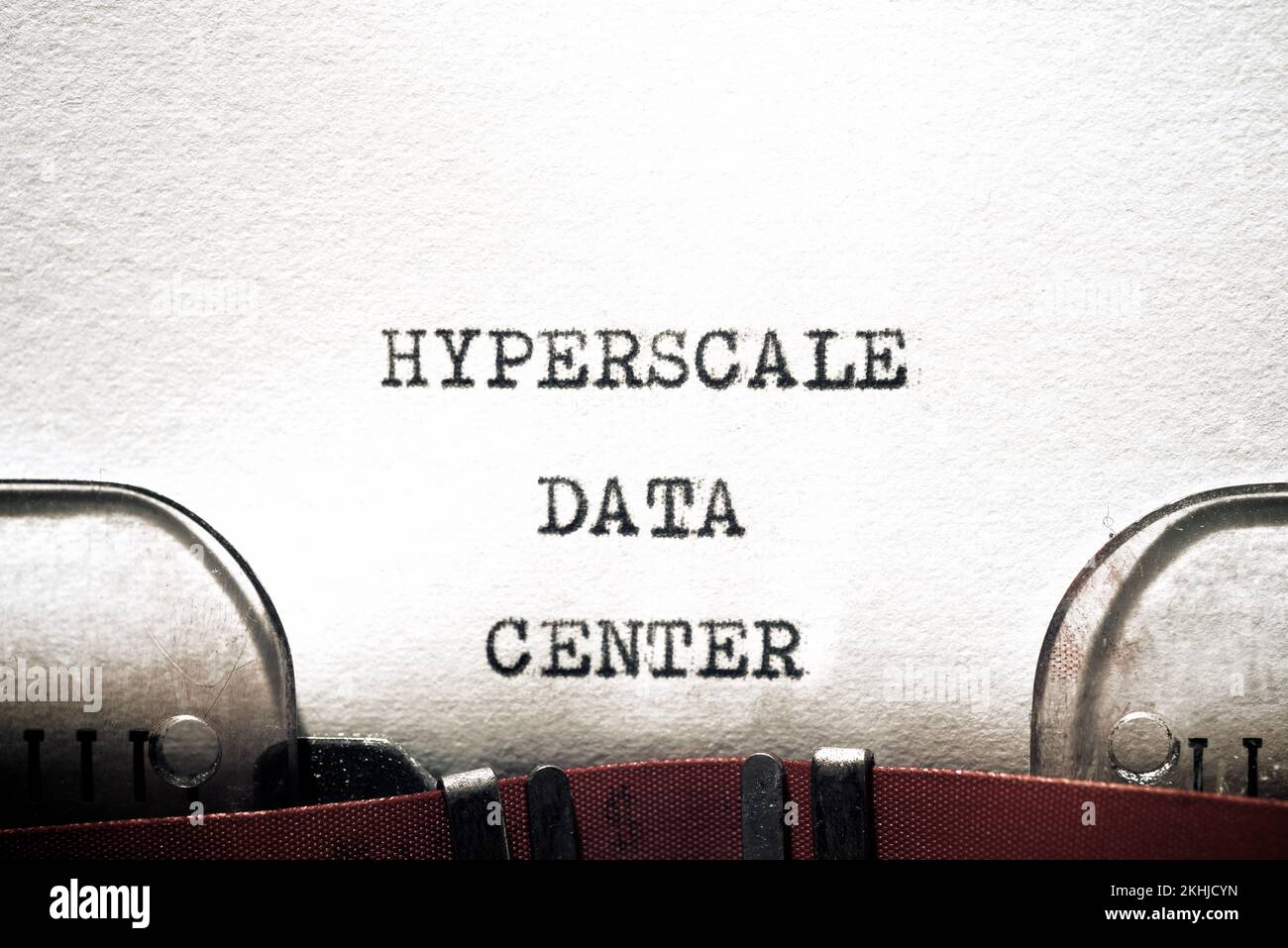 Hyperscale data center phrase written with a typewriter. Stock Photo