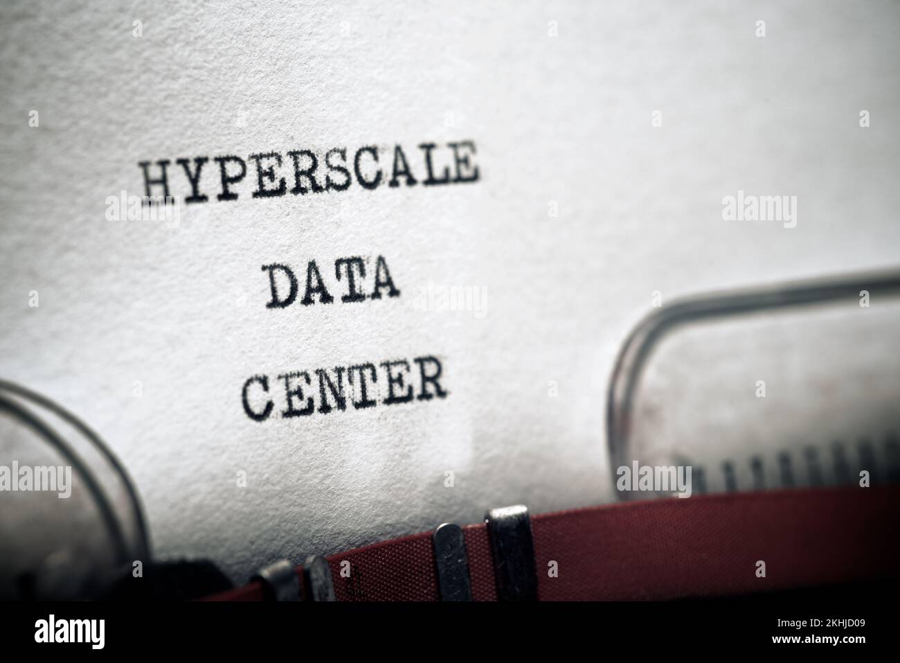 Hyperscale data center phrase written with a typewriter. Stock Photo