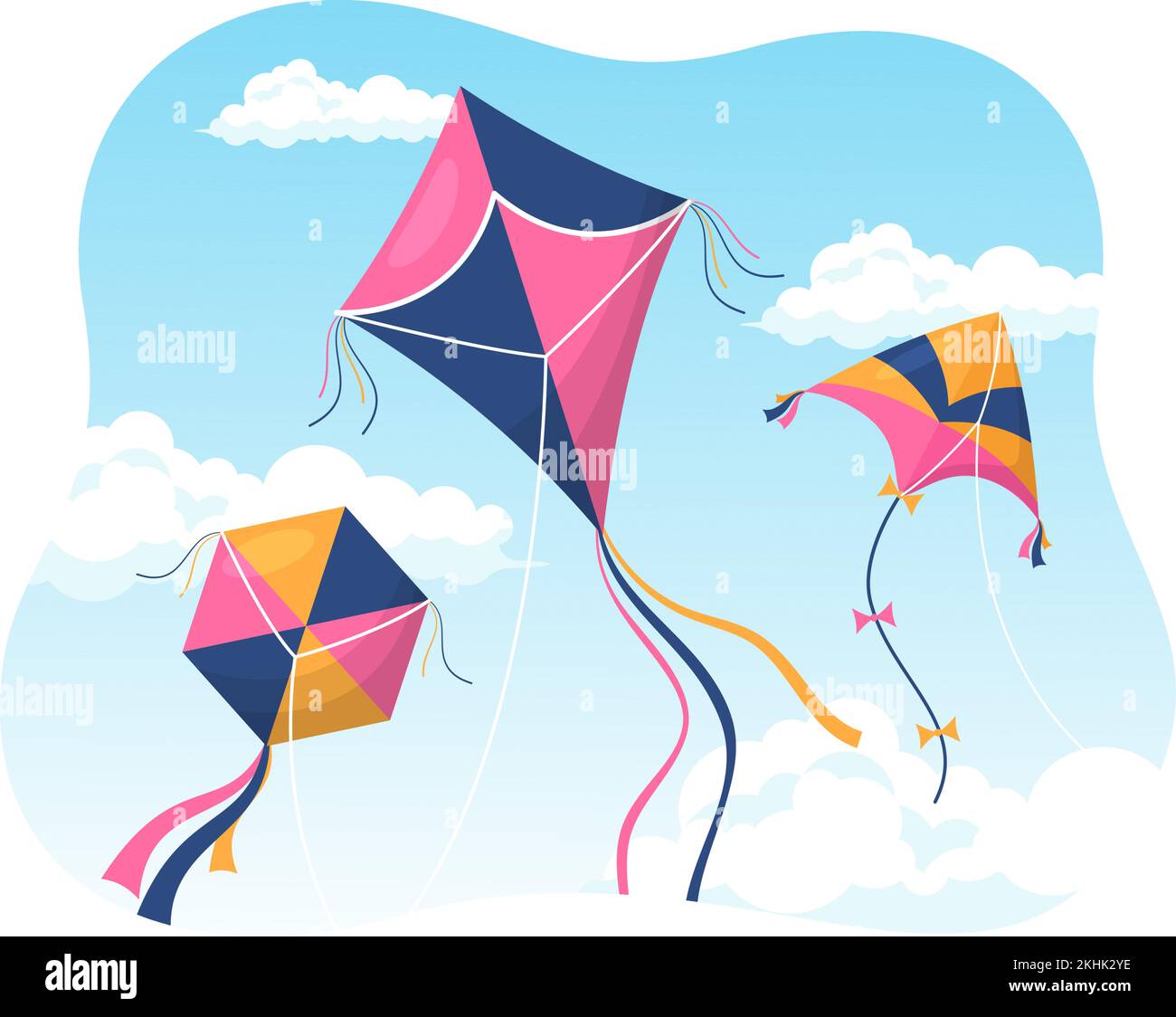 National Kite Flying Day on February 8 of Sunny Sky Background in Kids